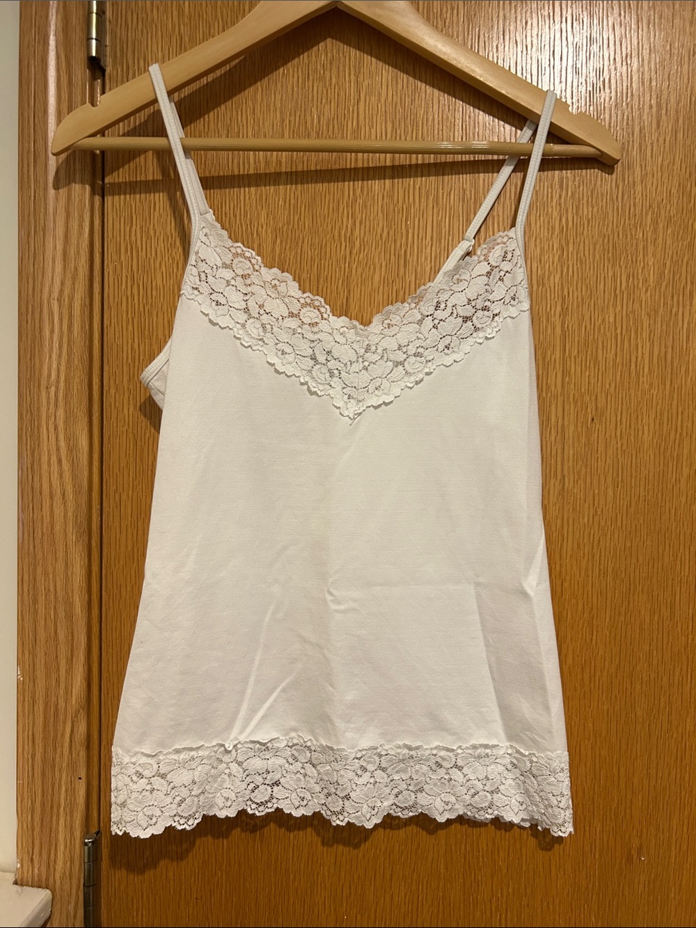 White House Black Market White Lace-Trim V-Neck Camisole